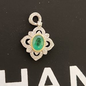 18k gold emerald diamonds pendant
